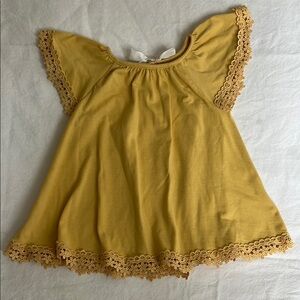 Shabby Chic Kids Dress in Mustard Yellow